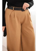 Dámské kalhoty Plus Size s širokou nohavicí a páskem model 21725275 - K-Fashion
