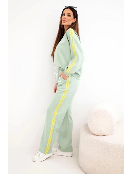 Dámská tepláková souprava Masełko s lampasy a volnou mikinou tmavě mátová