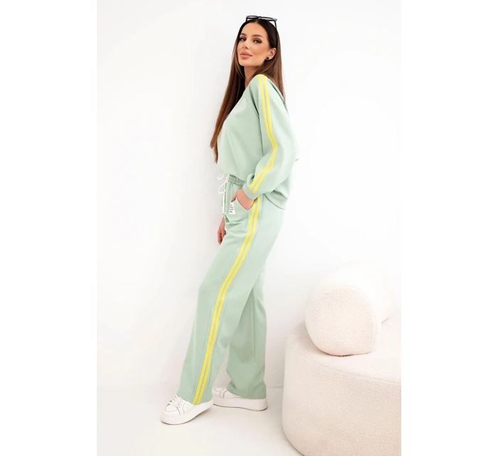 Dámská tepláková souprava Masełko s lampasy a volnou mikinou tmavě mátová