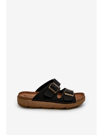 Lehké pohodlné pánské sandály s přezkami model 21665691 Černé - Inblu Lehké pohodlné pánské sandály s přezkami model 21665691 Černé - Inblu