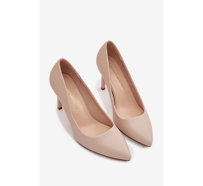 Eko kožené lodičky Sergio Leone 1339 Světle béžové Eko kožené lodičky Sergio Leone 1339 Světle béžové