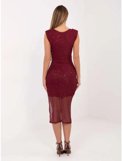 Sukienka IT SK model 21782397 bordowy - FPrice Sukienka IT SK model 21782397 bordowy - FPrice