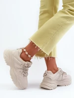 Dámské tenisky na robustní podrážce s ozdobným šněrováním béžová Relissa