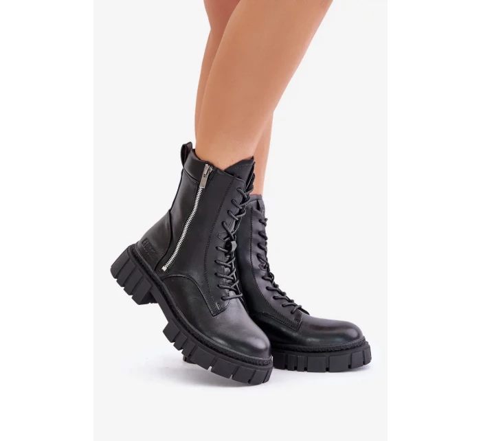 Zateplené Dámské Workery Boty z Eko Kůže Big Star Černé Zateplené Dámské Workery Boty z Eko Kůže Big Star Černé