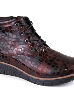 Filippo W PAW376B vínové zateplené kožené boty na podpatku