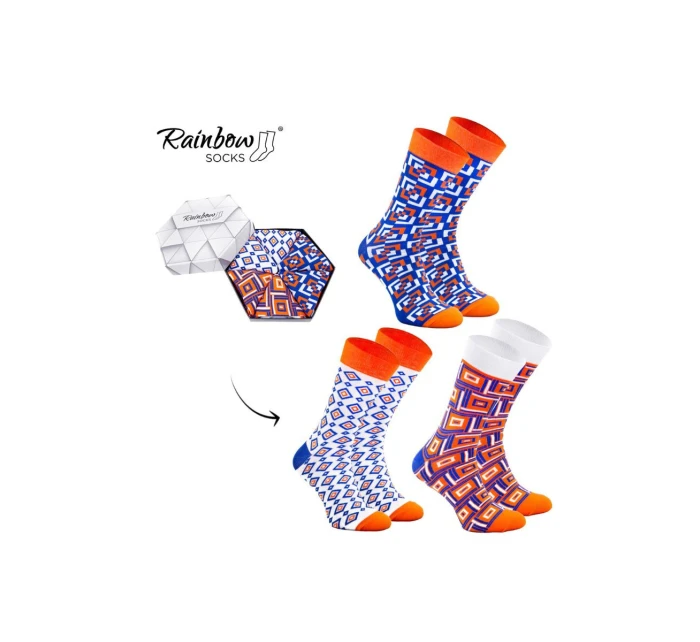 Duhové Rainbow Socks Ponožky V Geometrických Vzorech 3 Párů