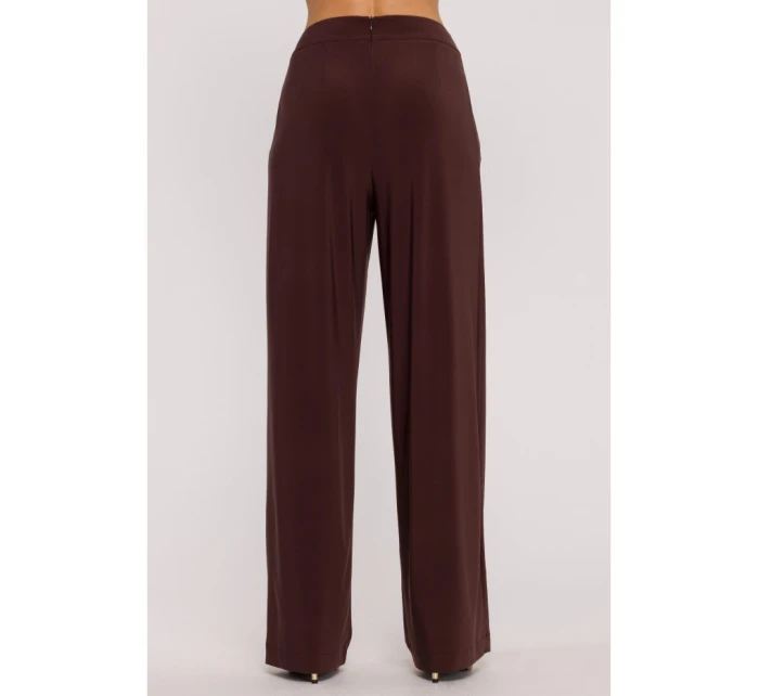 M890 Souprava s projmutým topem a širokými kalhotami - hnědá