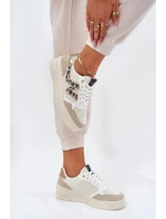 Dámské sportovní tenisky na platformě – béžové s panterím vzorem Lorori