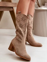 Ažurové kozačky RMR2337 hnědé - Step in style