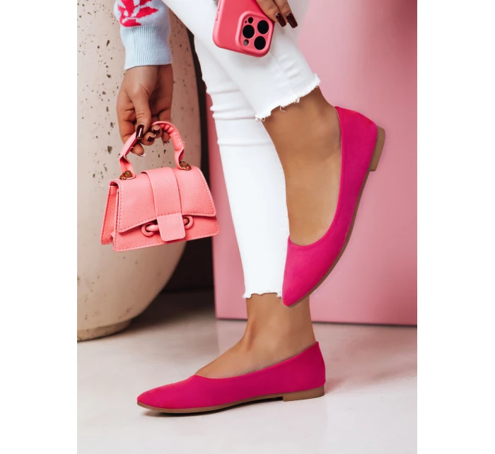 Dámské semišové baleríny s plochým podpatkem GLAMINO fuchsiová FashionStreet ZY0683