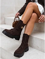 Botki damskie zamszowe na  brązowe model 22347568 - FashionStreet