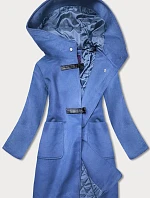 Dámský krátký kabát s kapucí modrý (gsq2311)