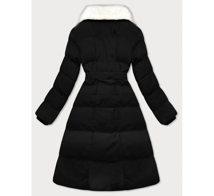 Černý dámský zimní kabát s kožešinovým límcem J Style (16M9168-392) Černý dámský zimní kabát s kožešinovým límcem J Style (16M9168-392)
