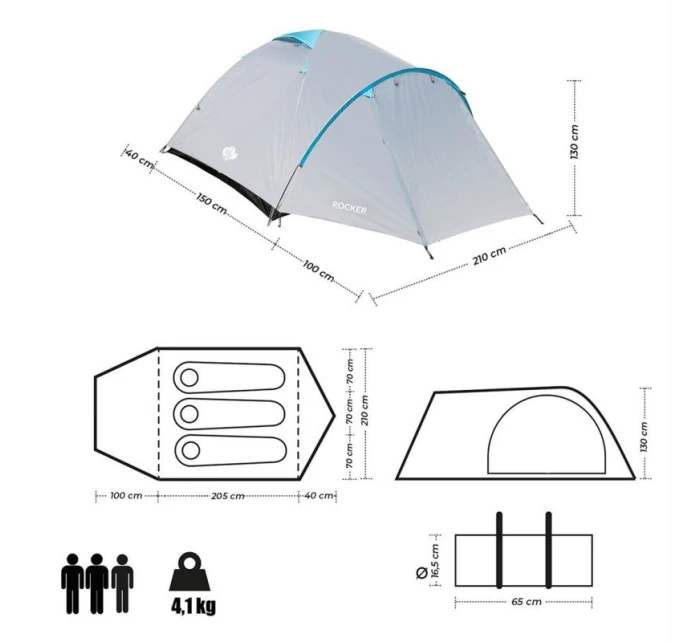 Stan NILS CAMP ROCKER NC6013 pro 3 osoby Stan NILS CAMP ROCKER NC6013 pro 3 osoby