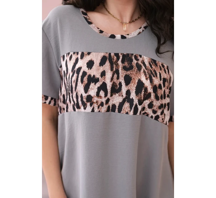 Šaty s leopardím potiskem šedý