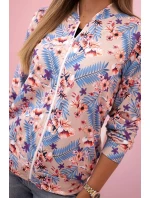 Dámská bavlněná mikina s potiskem a zipem neonově růžová Dámská bavlněná mikina s potiskem a zipem neonově růžová