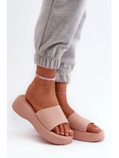 Dámské sandály na platformě a klínu růžové model 21666117 - Boto