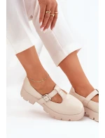 Dámské Polobotky S Přezkou Na Platformě A Plochém Podpatku Béžové model 21690535 - Boto