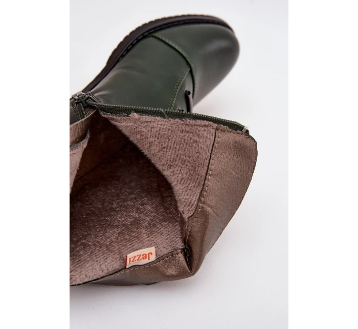 Zateplené dámské boty na plochém podpatku zelené Labise Zateplené dámské boty na plochém podpatku zelené Labise