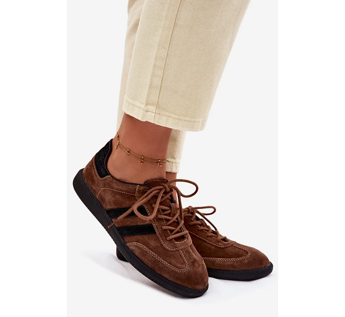 Kožené semišové dámské tenisky hnědé model 22100244 - Boto Kožené semišové dámské tenisky hnědé model 22100244 - Boto