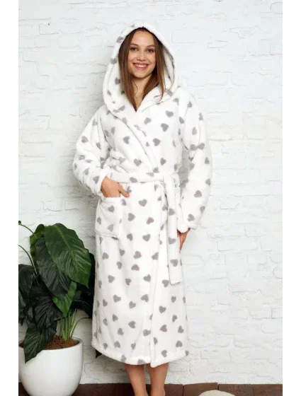 Dámský župan 3013 bílý se srdíčky - CoCoon Dámský župan 3013 bílý se srdíčky - CoCoon