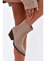 Dámské kotníkové boty na podpatku Béžová  Shoes model 21874682 - IDEAL SHOES