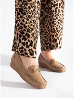 Designové mokasíny hnědé dámské na klínku Designové mokasíny hnědé dámské na klínku