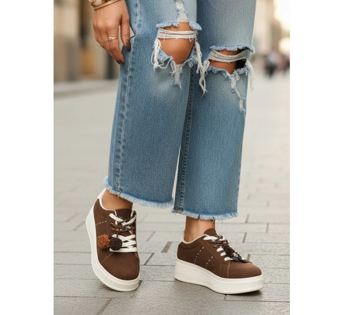 Dámské tenisky na platformě hnědé FashionStreet ZY1415