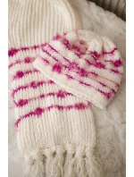 Dámská souprava se šátkem Anika K304 ecru+fuchsia Dámská souprava se šátkem Anika K304 ecru+fuchsia