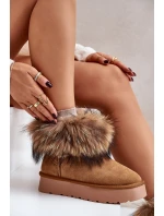Kožené Sněhule Na Platformě S Kožešinou Camel model 21677869 - Boto