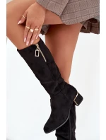 Dámské kozačky na podpatku s eko zamsy černé Lyvienne Dámské kozačky na podpatku s eko zamsy černé Lyvienne