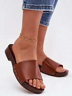 Dámské pantofle s přezkami na nízkém podpatku Camel Brinalle