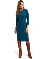 S178 Svetrové šaty s dlouhým rukávem - oceánsky modré