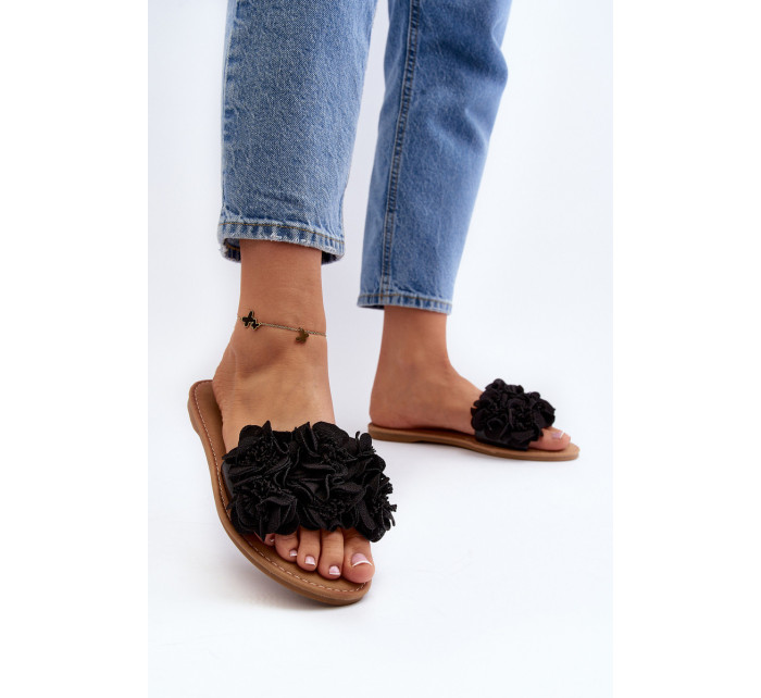 Dámské pantofle s květinami Black Eelfan