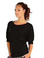 Dámské černé triko s 3/4 netopýřím rukávem A6101 - Litex