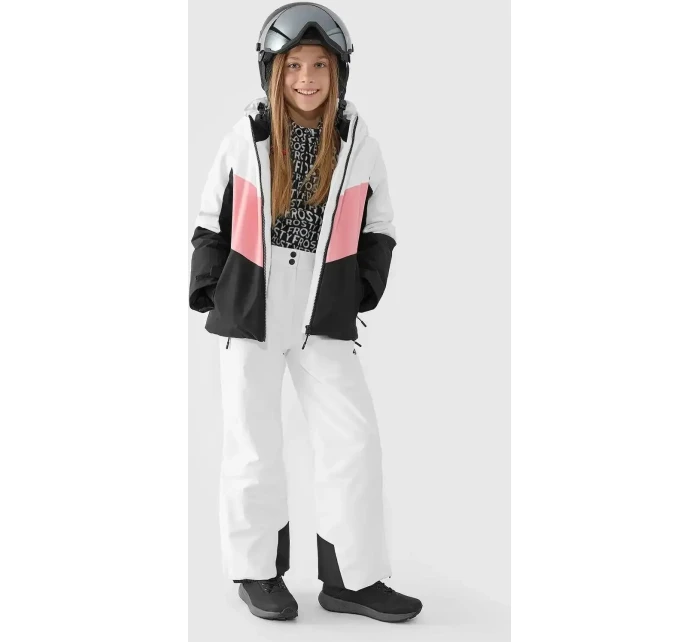 Dívčí zimní bunda JAF545 bílo-černo-růžová - 4F