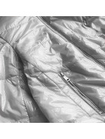 Krátká stříbrná prošívaná dámská bunda se stojáčkem model 16146847 - S'WEST