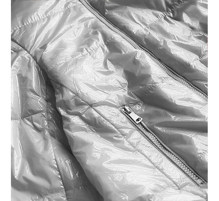 Krátká stříbrná prošívaná dámská bunda se stojáčkem model 16146847 - S'WEST