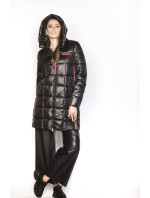 Černá dámská bunda s ozdobnými lampasy (AG1-J9002)