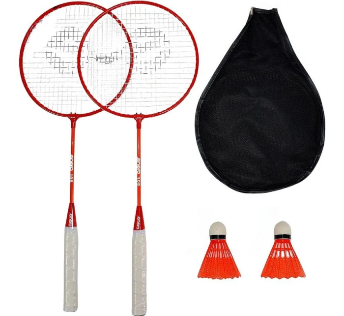 BADMINTONOVÁ SADA V KUFŘÍKU ČERVENÁ ORANŽOVÁ ENERO 105