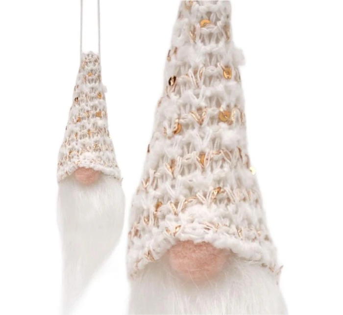 DEKORAČNÍ PŘÍVĚSEK SANTA CLAUS 11CM FLITRY BÍLÝ