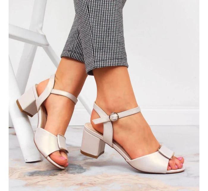 Sergio Leone W SK139F béžové sandály na vysokém jehlovém podpatku