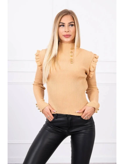 halenka s knoflíky béžová model 21753018 - K-Fashion halenka s knoflíky béžová model 21753018 - K-Fashion