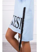 Šaty s kapucí a potiskem modré Šaty s kapucí a potiskem modré