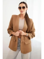 Elegantní sako s klopami tmavě model 21407149 - K-Fashion