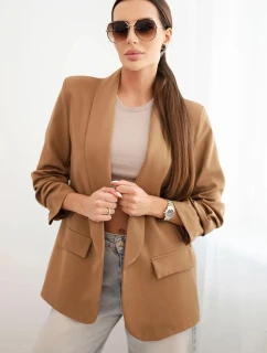 Elegantní sako s klopami tmavě model 21407149 - K-Fashion