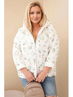 Dámská jarní bunda Plus Size s drobným květinovým vzorem mentolová