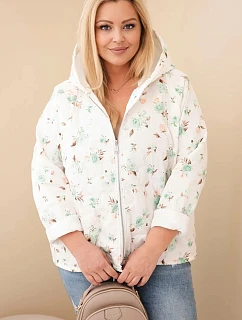 Dámská jarní bunda Plus Size s drobným květinovým vzorem mentolová