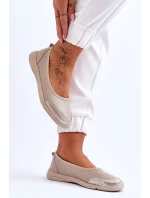 Kožené dámské prolamované baleríny Béžová model 21616489 - EVENTO