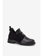 Lakovane nízké dámské boty na podpatku vyhřívané Vinceza 58560 černé